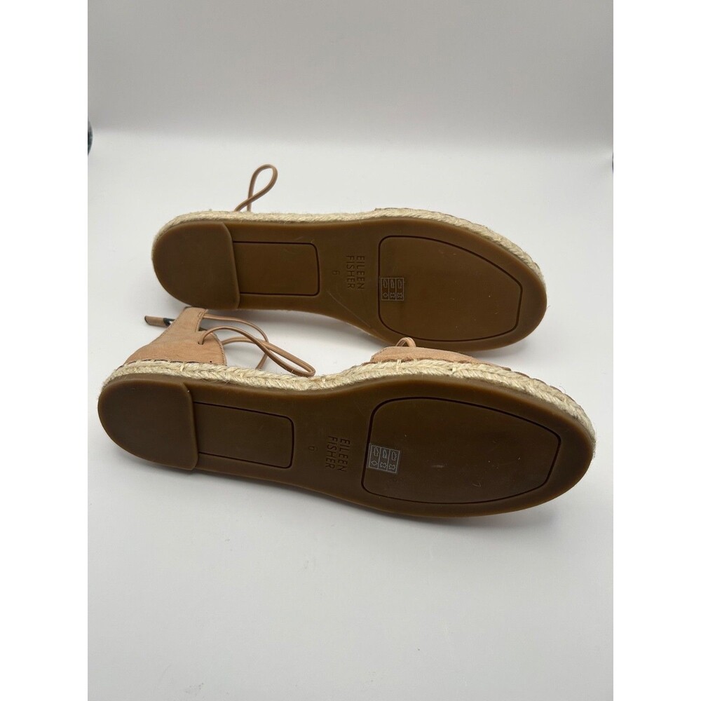 Eileen Fisher Lee Espadrille Flat Women's Sandals Leather Ecru Size 6 Strappy - Picture 6 of 6